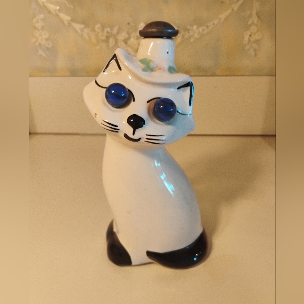 Vintage Cardinal USA Siamese Cat Laundry Sprinkler Blue Glass Marble Eyes MCM